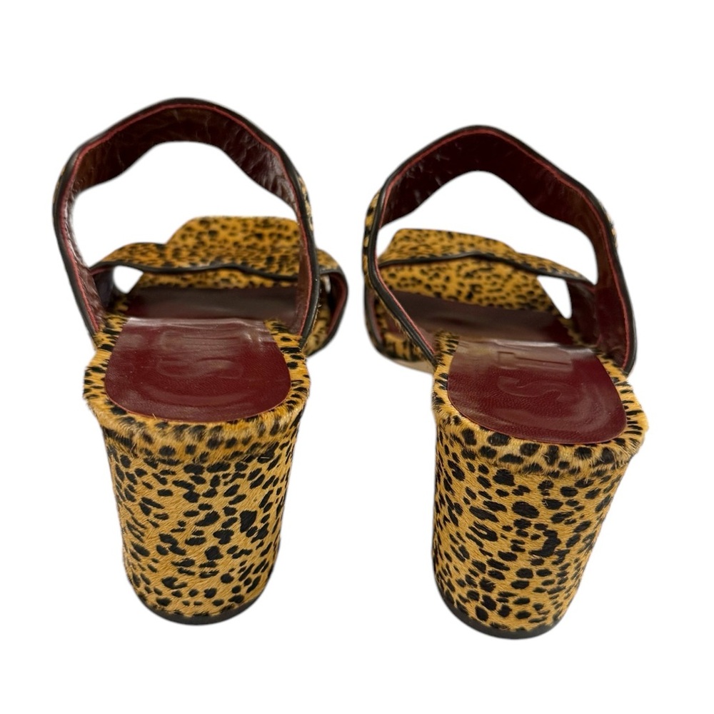 NEW STAUD Frankie Wavy Cheetah Print Calf Hair Block Heel Sandals Sz 8.5 - Picture 10 of 16